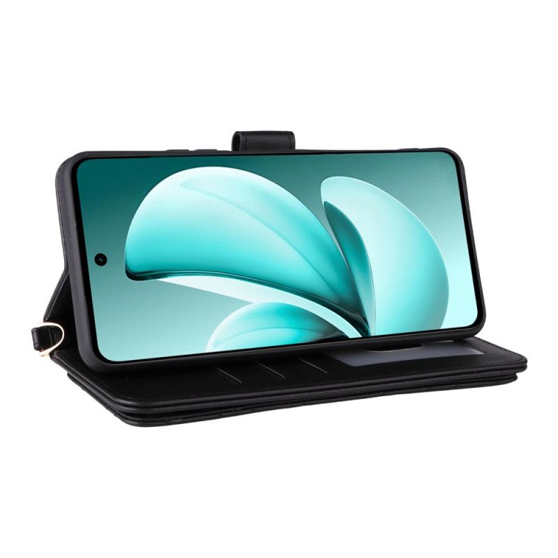 Lederhüllen Realme C71 Gesteppt Mit Schulter- Und Handgelenkschlaufe