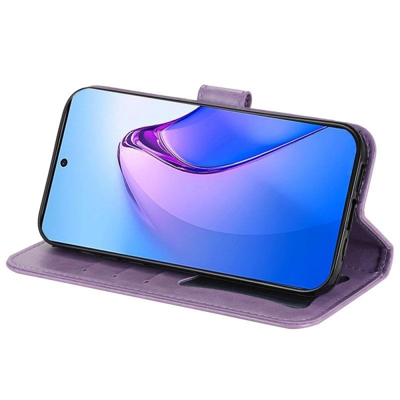 Flip Case Für Oppo Reno 8 Pro Mit Kordel Riemchenblumenmuster