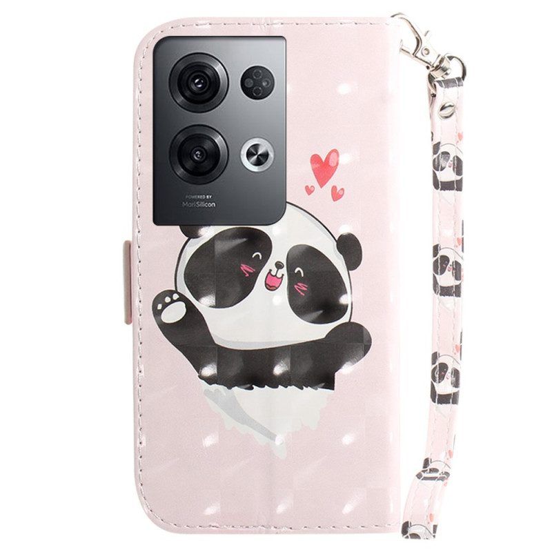 Flip Case Für Oppo Reno 8 Pro Panda Love Mit Schlüsselband