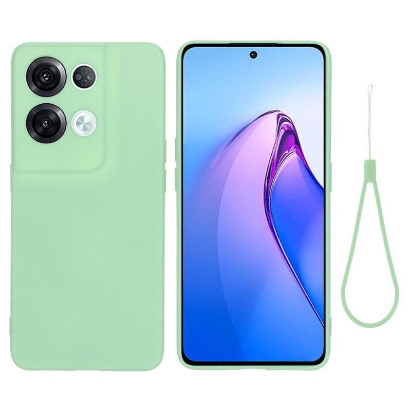 Hülle Für Oppo Reno 8 Pro Mit Kordel Riemchen Aus Flüssigem Silikon