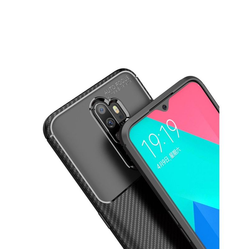 Hülle Für Oppo A9 2020 Schwarz Flexible Kohlefaser