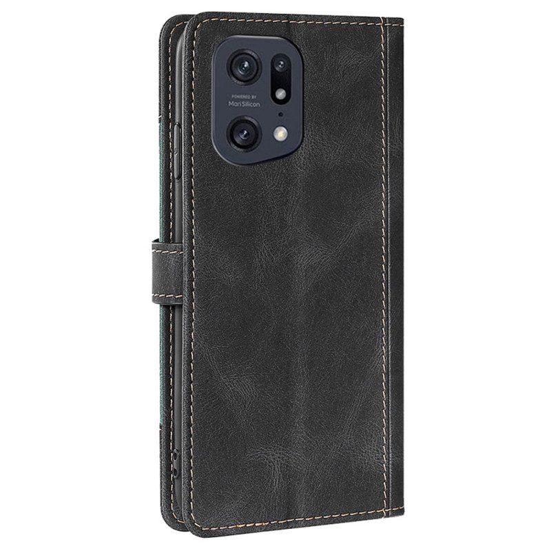 Flip Case Für Oppo Find X5 Pro Kunstleder Bicolor Stylisch