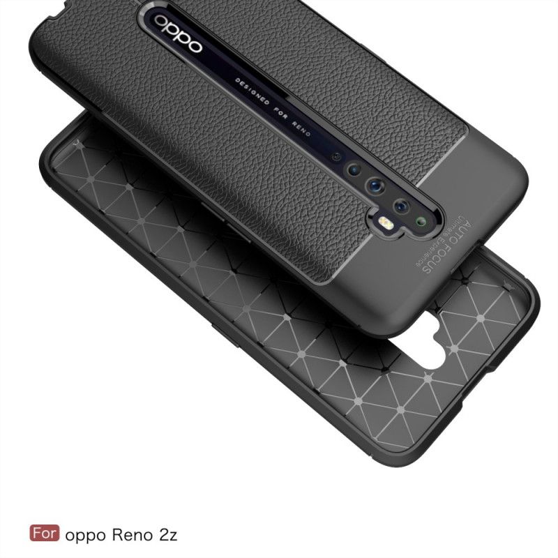 Hülle Oppo Reno 2Z Schwarz Doppellinien-Litschileder-Effekt