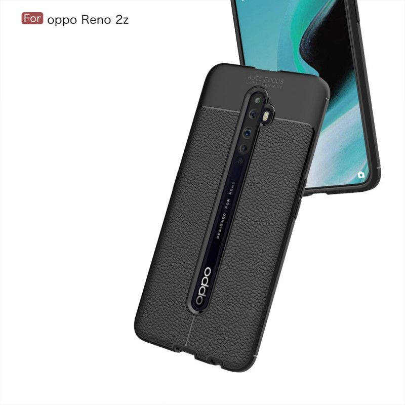 Hülle Oppo Reno 2Z Schwarz Doppellinien-Litschileder-Effekt