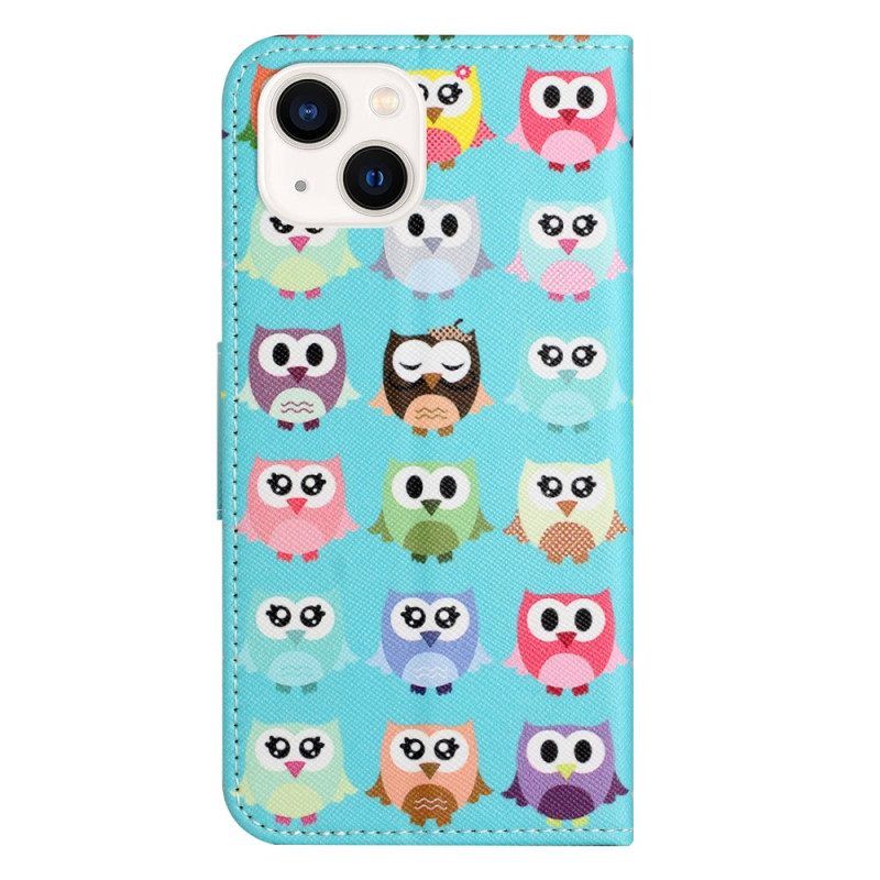 Flip Case Für iPhone 15 Eulenstamm