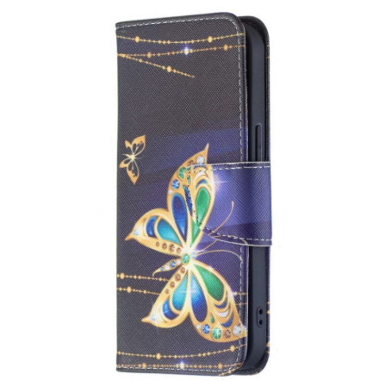 Flip Case Für iPhone 15 Kostbare Schmetterlinge