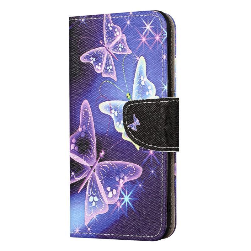Flip Case Für iPhone 15 Schmetterlinge