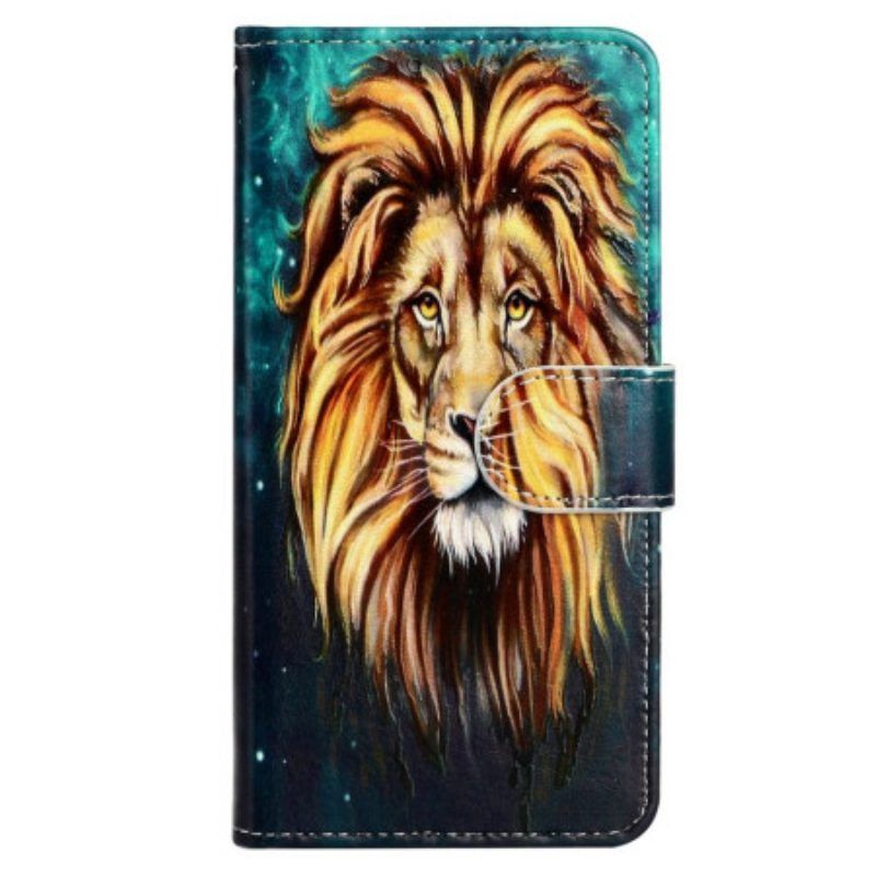 Lederhüllen Für iPhone 15 Mit Kordel Schlüsselband Mit Löwengrafik