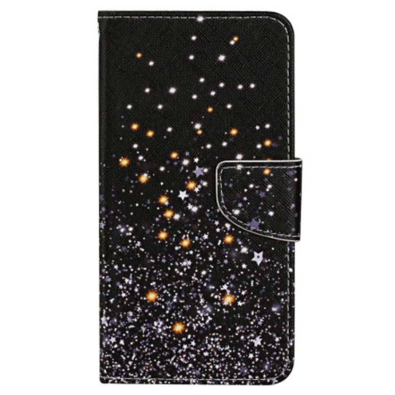 Lederhüllen Für iPhone 15 Mit Kordel Sternendusche Mit Riemen