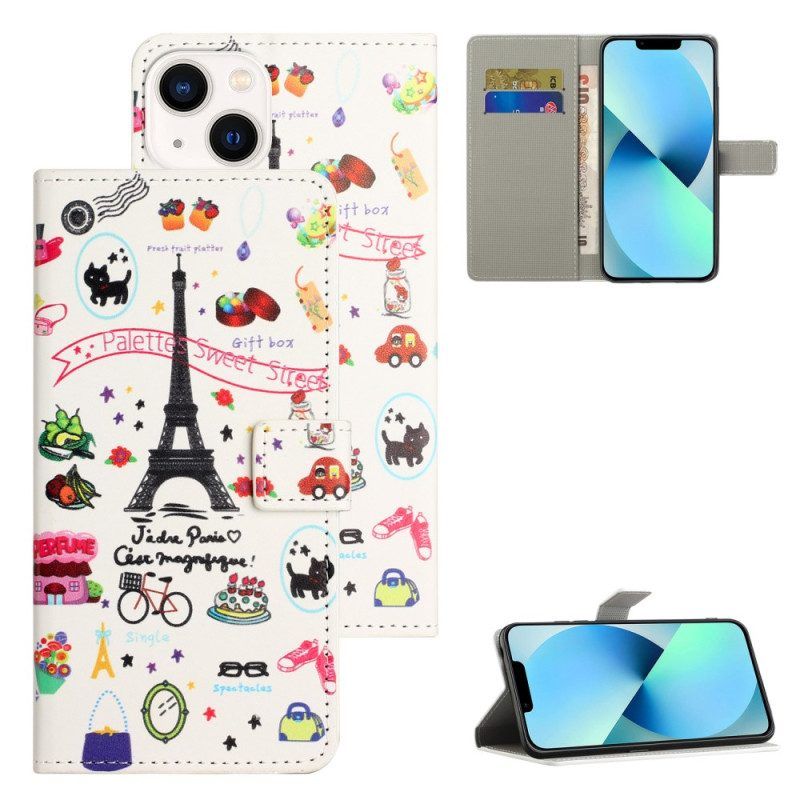 Lederhüllen Für iPhone 15 Süßes Paris