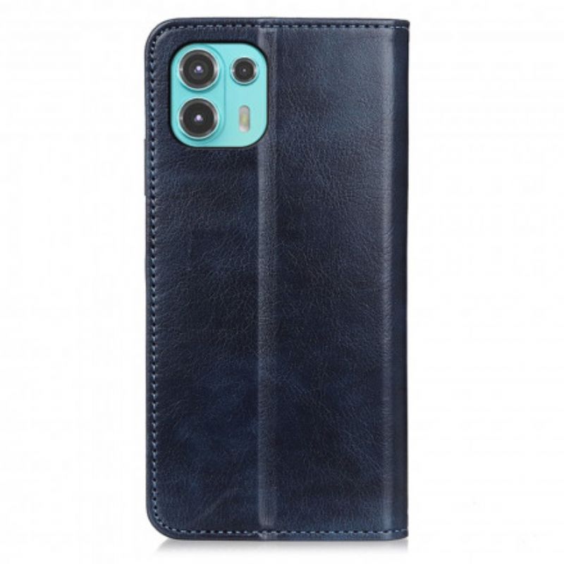 Flip Case Für Motorola Edge 20 Lite Elegance Spaltleder Litschi