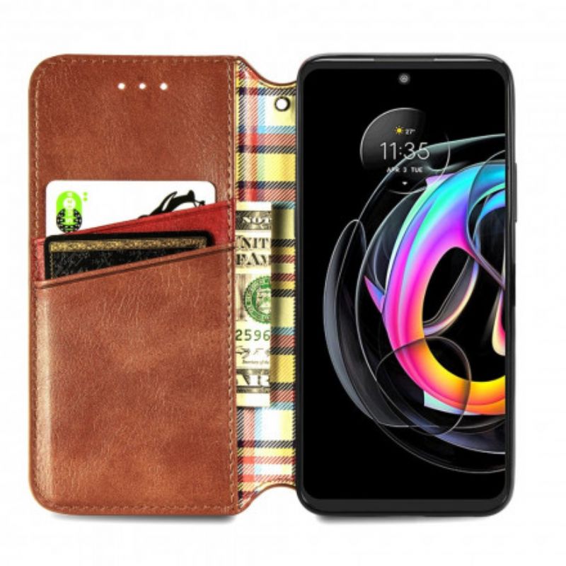 Flip Case Motorola Edge 20 Lite Kunstleder Rautenstruktur