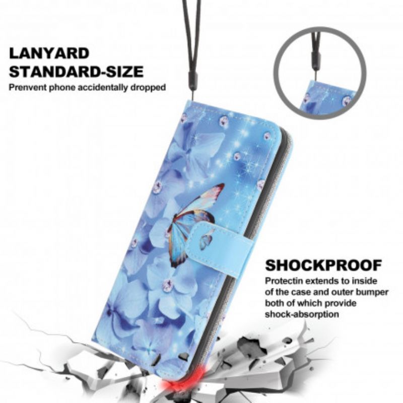 Lederhüllen Motorola Edge 20 Lite Handyhülle Diamant-riemchen-schmetterlinge