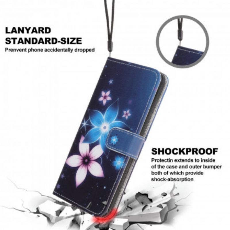 Lederhüllen Motorola Edge 20 Lite Mondblumen Mit Riemen