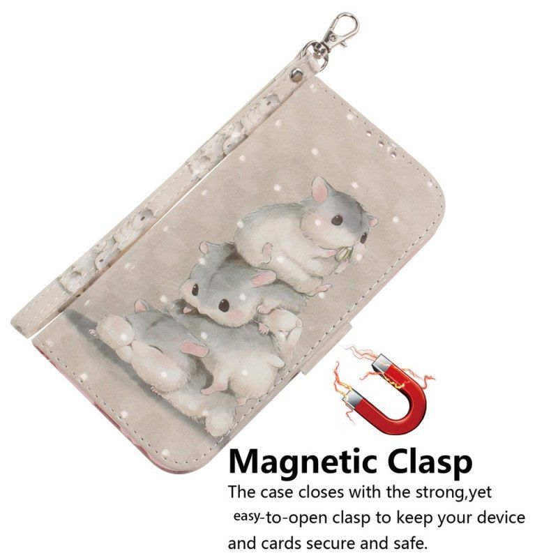 Flip Case Für Oppo Reno 8 Hamster Mit Schlüsselband
