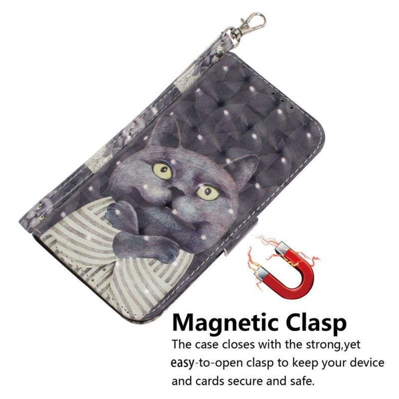 Flip Case Für Oppo Reno 8 Katze Mit Schlüsselband