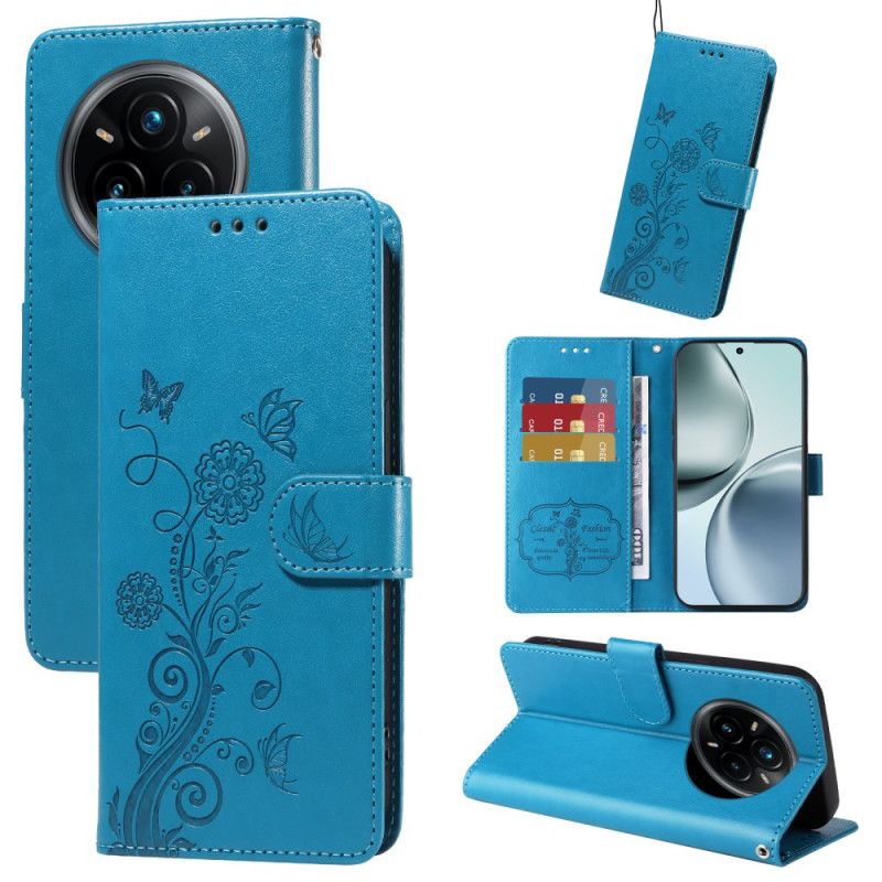 Lederhüllen Realme 14 Pro Plus 5g Handyhülle Blumenmuster