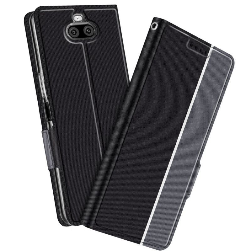 Flip Case Sony Xperia 8 Schwarz Zweifarbiges Kunstleder
