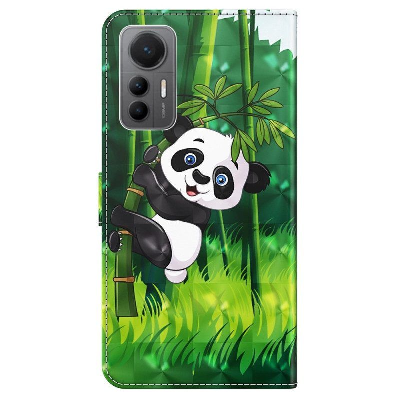 Flip Case Für Xiaomi 12 Lite Mit Kordel Bambuspanda Mit Schlüsselband