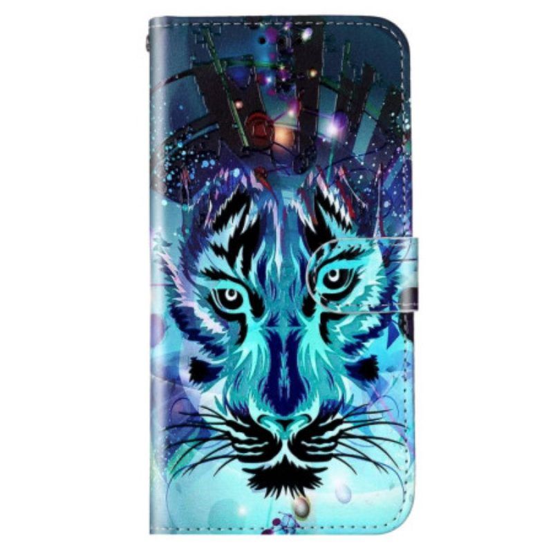 Flip Case Für Xiaomi 12 Lite Tiger Mit Schlüsselband