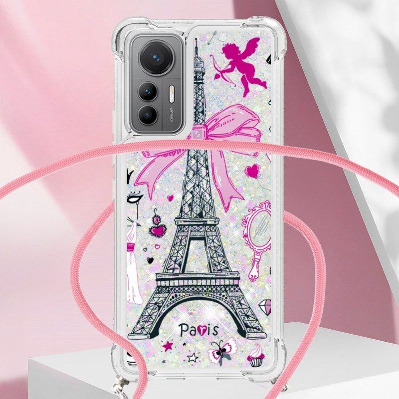 Hülle Für Xiaomi 12 Lite Mit Kordel Eiffelturm-glitzer-kordelzug