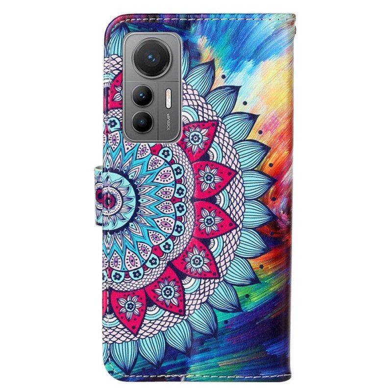 Lederhüllen Für Xiaomi 12 Lite Mit Kordel Buntes Riemchen-mandala