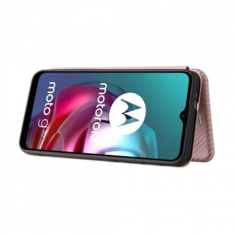 Flip Case Moto G30 / G10 Handyhülle Farbiges Carbon-silikon