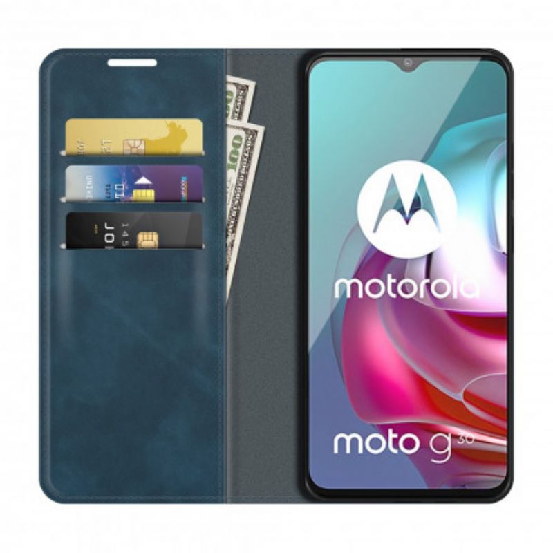 Flip Case Moto G30 / G10 Handyhülle Seidenweicher Ledereffekt