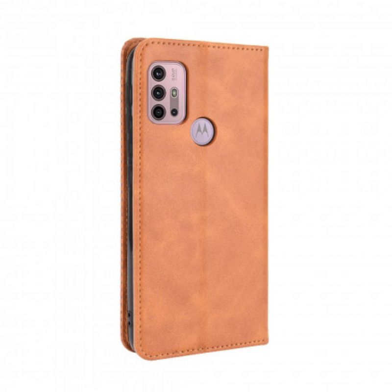 Flip Case Moto G30 / G10 Stilisierter Vintage-ledereffekt