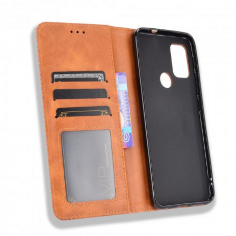 Flip Case Moto G30 / G10 Stilisierter Vintage-ledereffekt