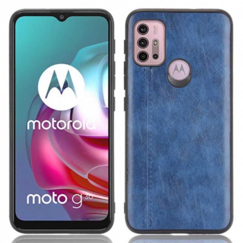 Hülle Moto G30 / G10 Couture-leder-effekt