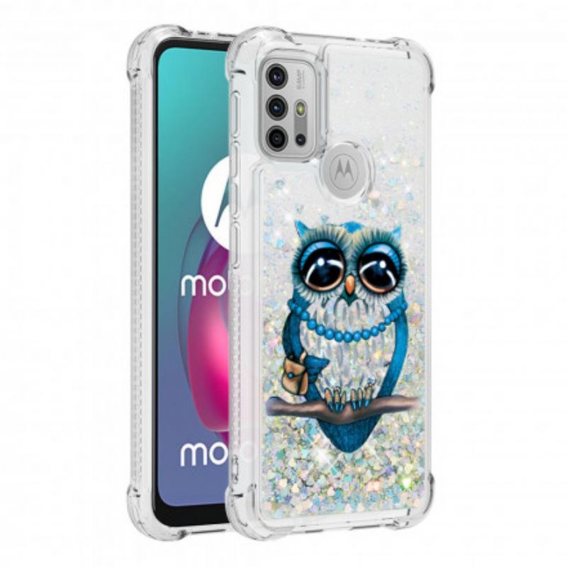 Hülle Moto G30 / G10 Handyhülle Fräulein Glitter Eule