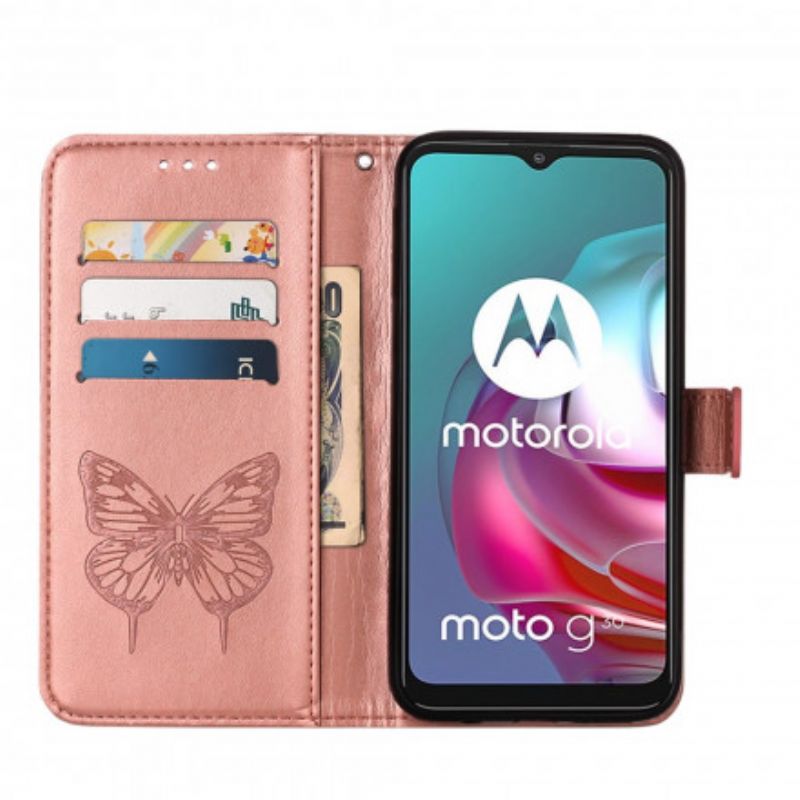 Lederhüllen Moto G30 / G10 Schmetterlingsdesign