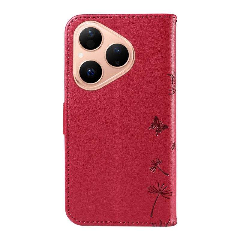 Lederhüllen Huawei Pura 80 Löwenzahn Und Trageriemen