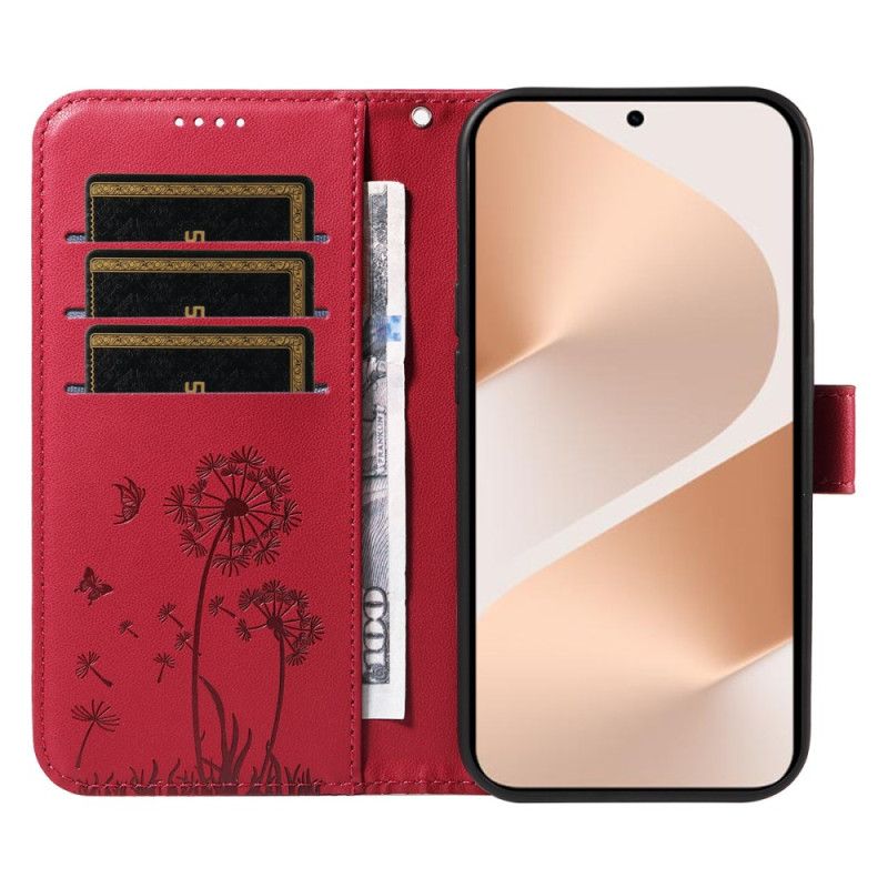 Lederhüllen Huawei Pura 80 Löwenzahn Und Trageriemen