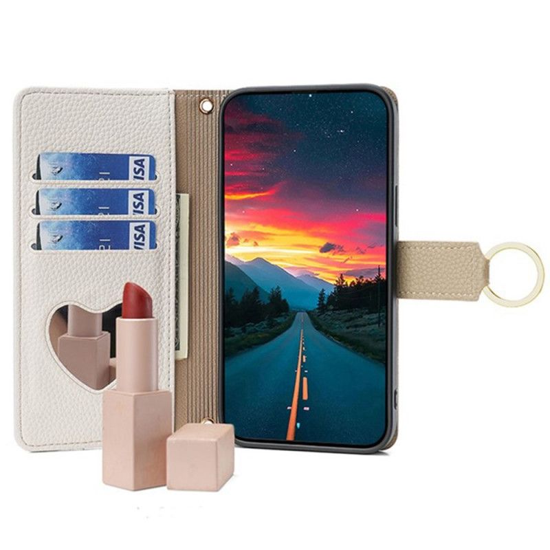 Lederhüllen Huawei Pura 80 Zweifarbig Mit Spiegel Und Kette
