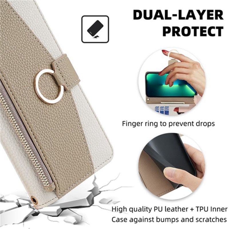 Lederhüllen Huawei Pura 80 Zweifarbig Mit Spiegel Und Kette