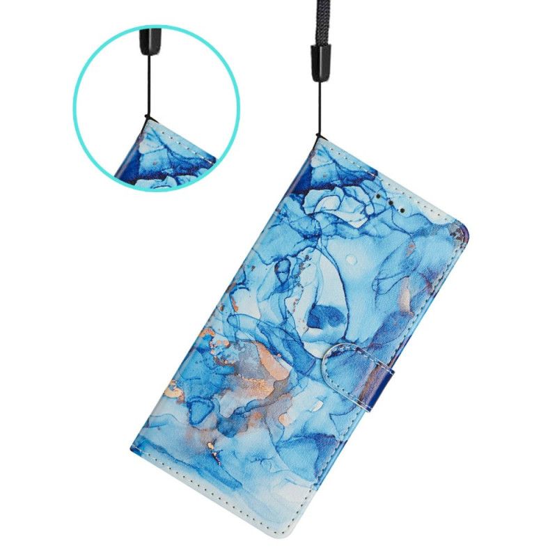 Lederhüllen Samsung Galaxy S26 Ultra Handyhülle Blauer Marmor
