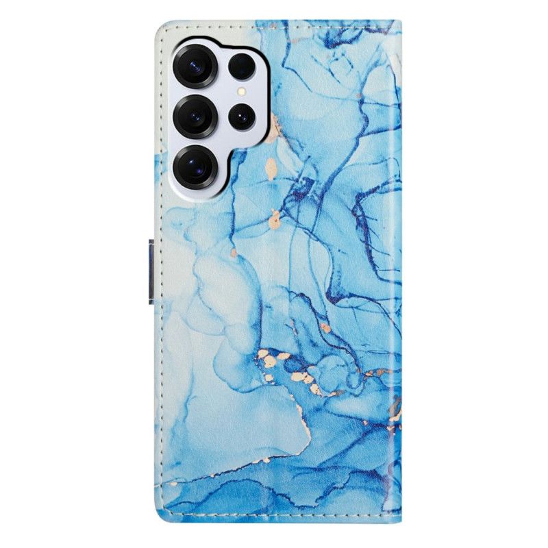 Lederhüllen Samsung Galaxy S26 Ultra Handyhülle Blauer Marmor