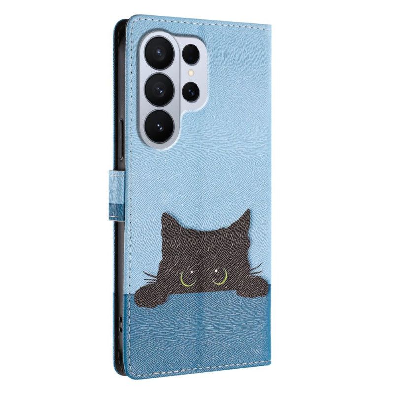 Lederhüllen Samsung Galaxy S26 Ultra Handyhülle Schwarzes Kätzchen