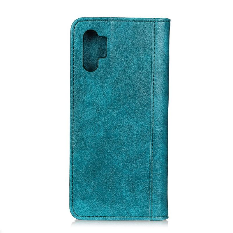 Flip Case Samsung Galaxy Note 10 Plus Schwarz Elegantes Geteiltes Litschileder