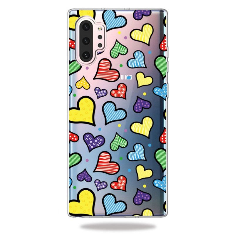 Hülle Für Samsung Galaxy Note 10 Plus Mehrfarbige Herzen