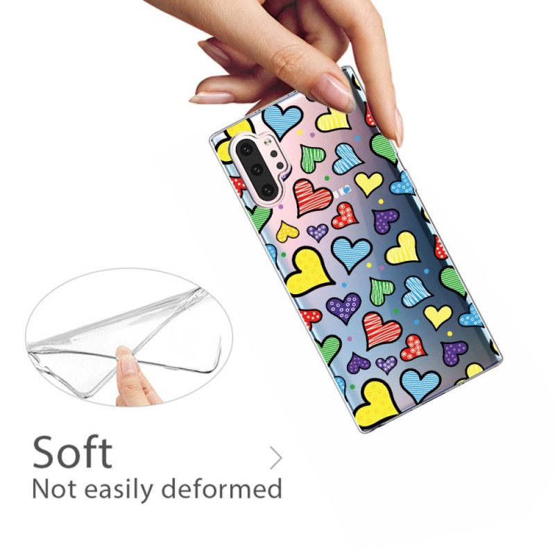 Hülle Für Samsung Galaxy Note 10 Plus Mehrfarbige Herzen