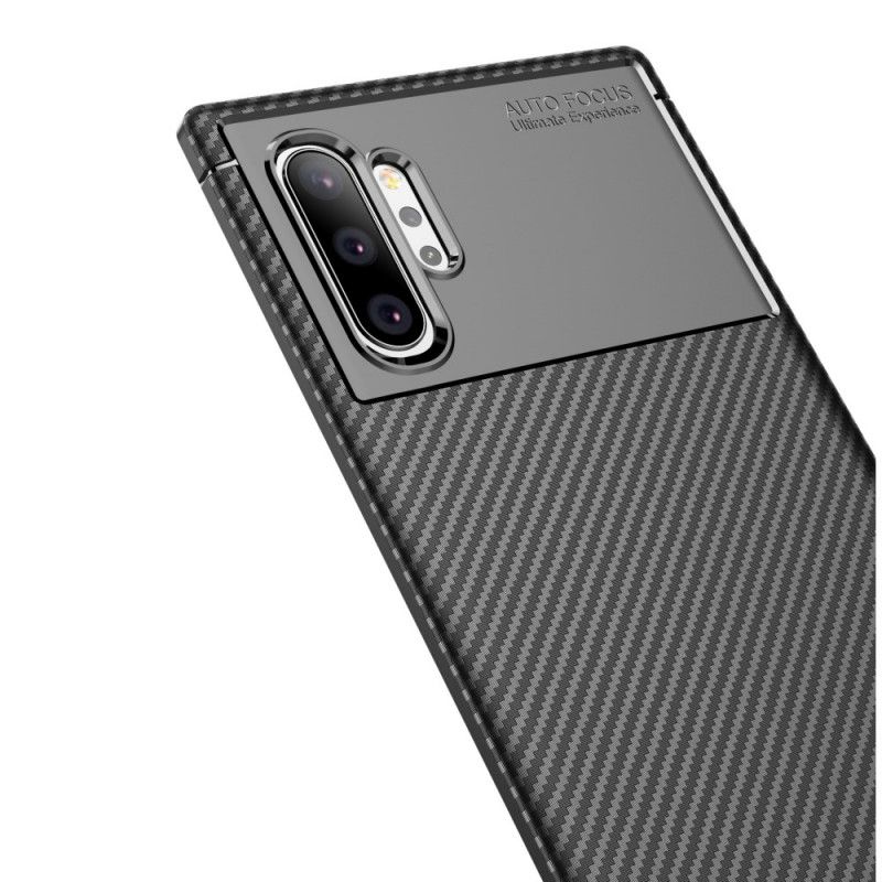 Hülle Für Samsung Galaxy Note 10 Plus Schwarz Flexible Kohlefasertextur