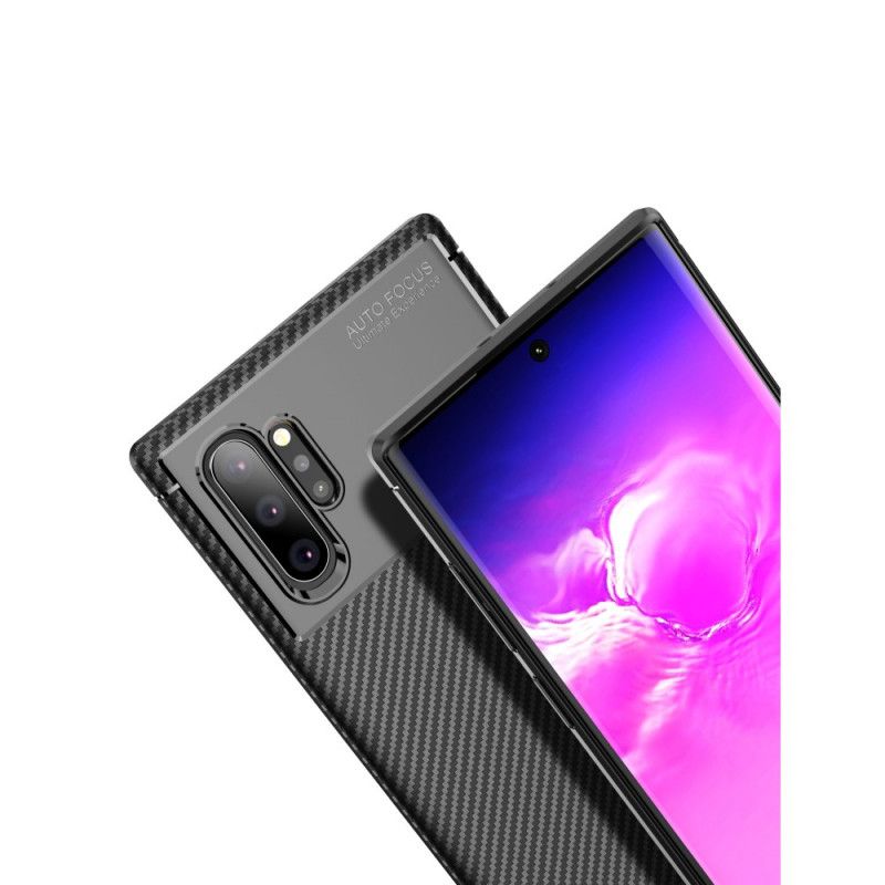 Hülle Für Samsung Galaxy Note 10 Plus Schwarz Flexible Kohlefasertextur
