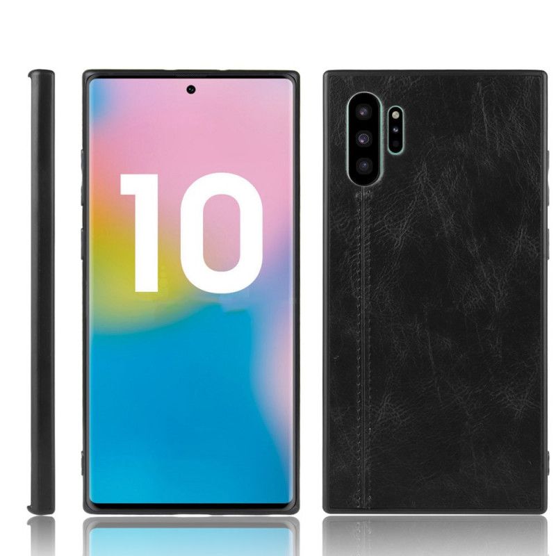 Hülle Für Samsung Galaxy Note 10 Plus Schwarz Nähte Im Lederstil