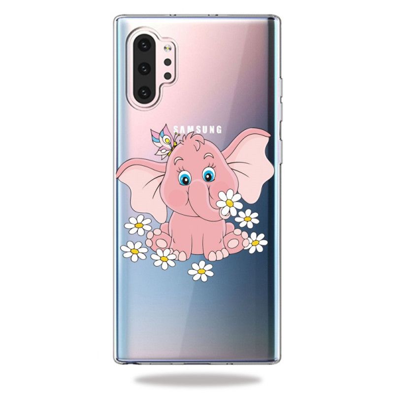 Hülle Samsung Galaxy Note 10 Plus Transparenter Rosa Elefant