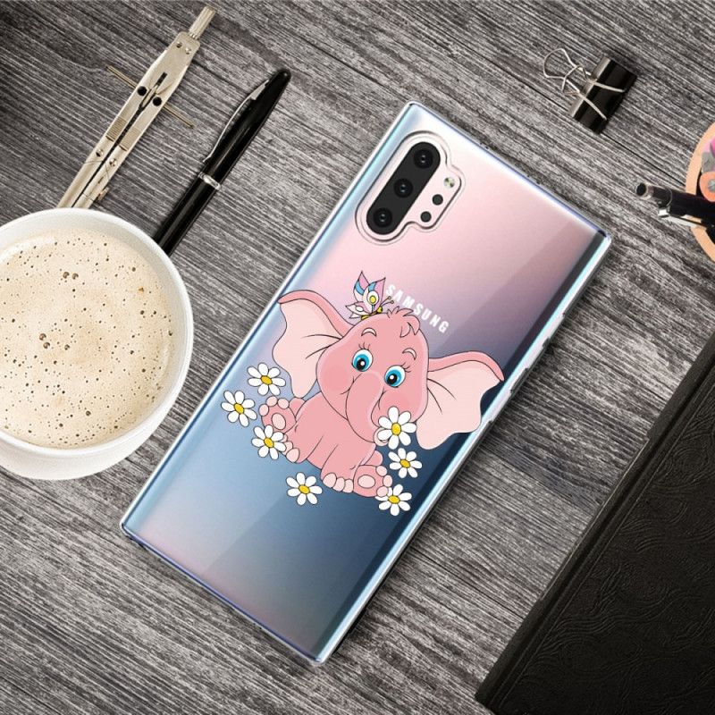 Hülle Samsung Galaxy Note 10 Plus Transparenter Rosa Elefant