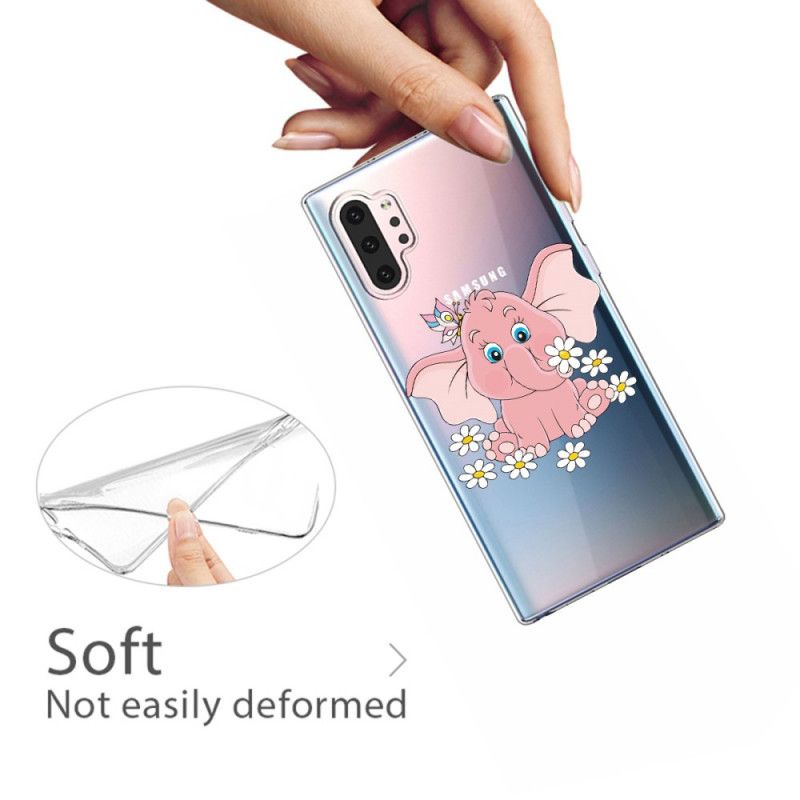 Hülle Samsung Galaxy Note 10 Plus Transparenter Rosa Elefant