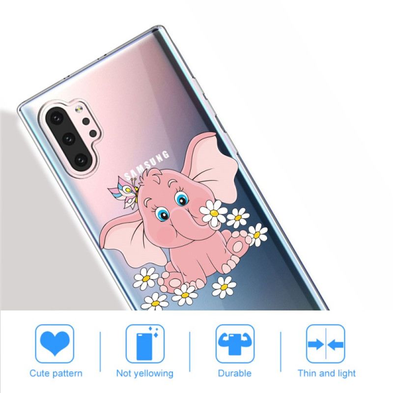 Hülle Samsung Galaxy Note 10 Plus Transparenter Rosa Elefant